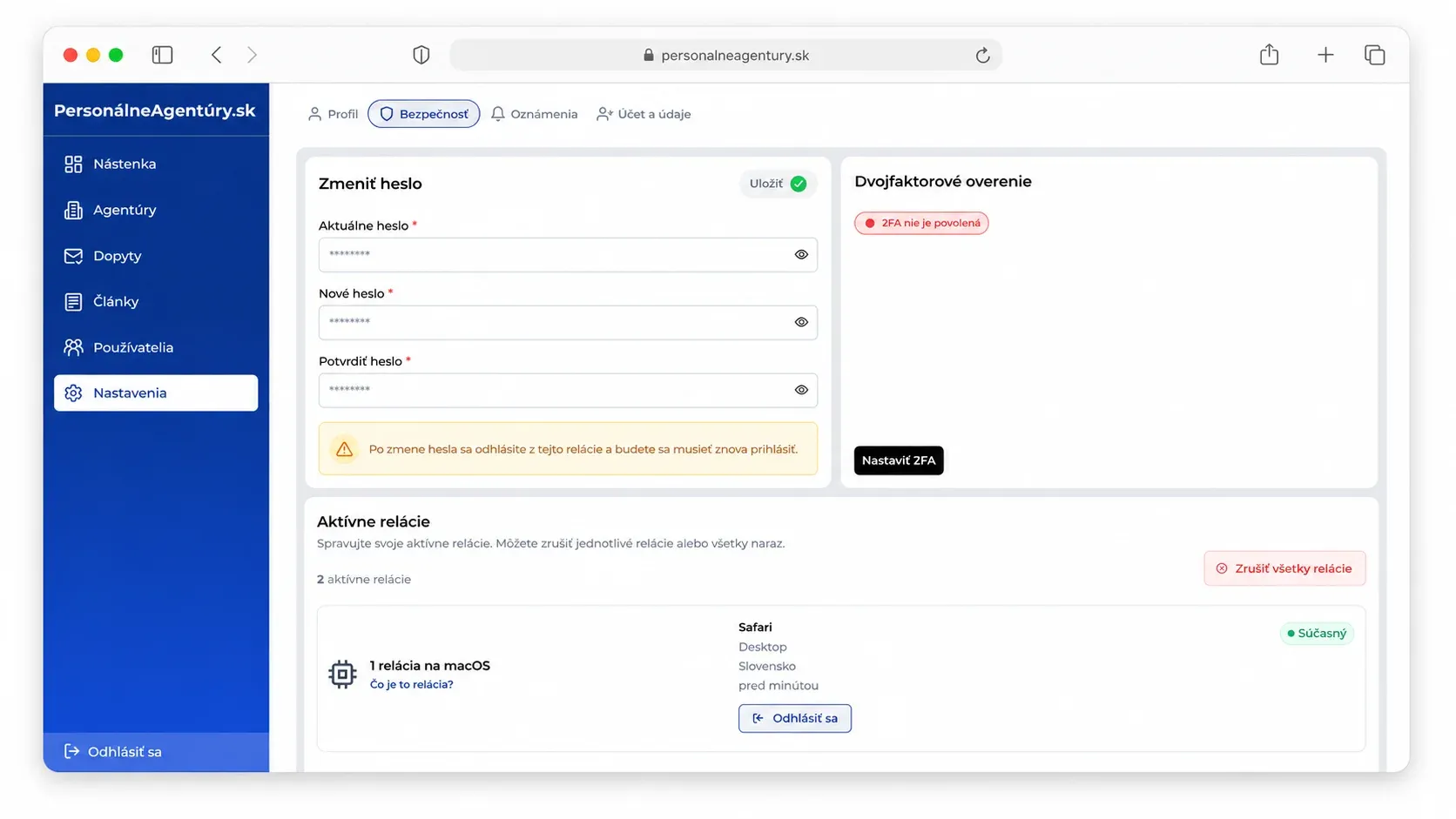 account security & settings